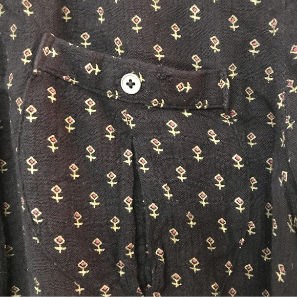 Free People Boho Tunic Blouse Printed Oversized High Low Black Small - Picture 9 of 10